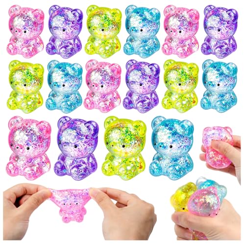 16Pack Bear Stress Balls Fidget Toys Sensory Sugar Ball Stress Relief Toys | Cute Gummy Bear Stuffers for for Kids Adults Easter Basket Party Favors Goodie Bags - style: 16PCS (Bear)