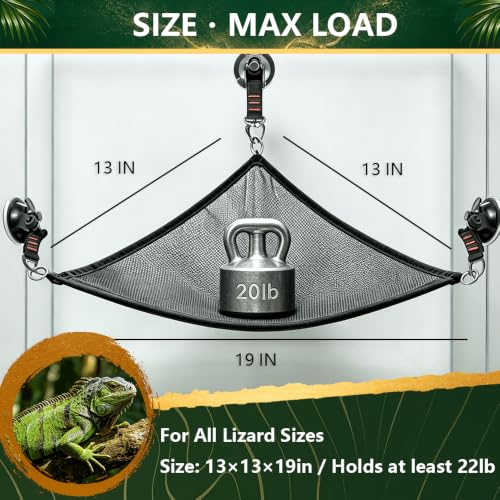 Bearded Lizard Hammock - Breathable mesh Hammock, Suitable for use by Lizards, Salamanders, Chameleons, Geckos, Snakes and Chameleon-Like Animals.