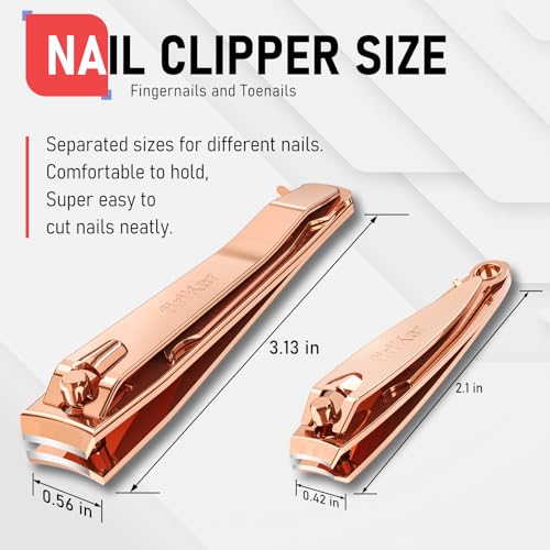 firiKer Nail Clippers with Nail File,Fingernail Clipper,Toe Nail Clippers | Nail Clipper Set ( Rose Gold), Large for Toenails,Small for Fingernails, Used Separately, Ideal Gift for Men and Women - color: Rose Gold