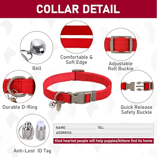 GAMUDA Small Pet Harness Collar and Leash Set, Step in No Chock No Pull Linen Fabric Soft Mesh Dog Vest Harnesses Reflective for Dogs Puppy Cats Kitten Rabbit (Red, XXS) - color: Red, size: XXS