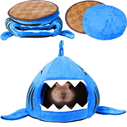 Jetec Shark Guinea Pig Bed Hideout Guinea Pig Animals Bed House Warm Small Hamster Nest Sleeping Mat Cushions Dutch Hamster Hedgehog Rat Chinchilla(Navy Blue) - color: Navy Blue
