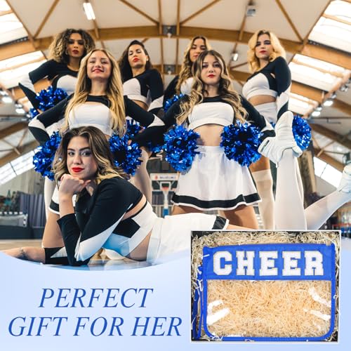 Kacctyen 20 Pcs Blue Chenille Letter Cheer Bags Bulk Cheerleader Clear Makeup Bags Snacks Pouch Bulk Preppy Patch Cosmetic Pouch with Wrist Strap Zipper for Travel Team Cheerleaders - color: Blue