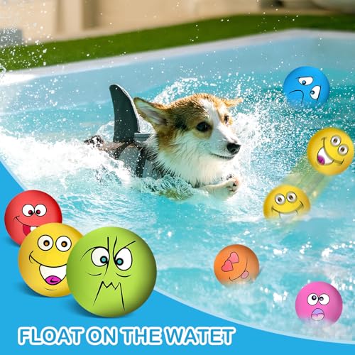 3.14" Squeaky Dog Toys Funny Smile Face Chewing Latex Rubber Soft Fetch Play Interactive Squeaky Dog Balls for Puppy Small Medium Pet Dog (6PCS) - color: Large Size Squeaky Dog Toys 6PCS