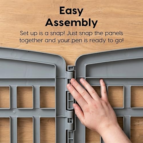 IRIS USA 6-Panel Dog Playpen with Door, Pet Enclosure, Gray | Heavy Duty Plastic, Multiple Pets, Indoor Outdoor, Portable, Foldable Design, Easy Assembly - color: Gray, size: 6 Panel - 24" H