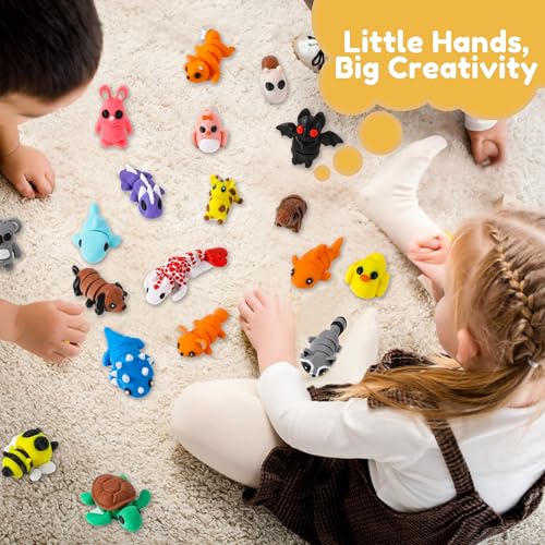 MONJITA 35 pcs Mini 3D Printed Animal Figurines, Flexible Articulated Fidget Toys, Cute Desk Decor, Party Favors, Goodie Bag Stuffers, Gifts for Kids Students Carnival Prizes Rewards (35pcs) - size: 35pcs Animals