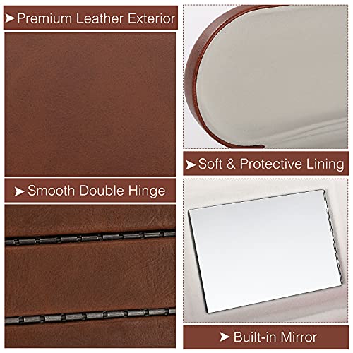 MoKo Double Eyeglass Case,Glasses and contact case 2 in 1 with Mirror | Double Sided Portable Contact Case and Mirror Tweezers Remover,Sunglasses case Container Soak Storage Kit for Women, Brown - color: Brown