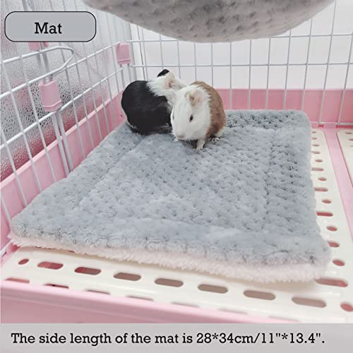 SEIS 3 Pcs Plush Hamster Hammock Set,Sugar Glider Hideout Tunnel Mat,Grey | Hanging Bed Channel, Small Animal Hanging Cage Accessories for Guinea Pig,Chinchilla,Rat,Gerbil,Ferret,Squirre,Birds,Parrot - color: Grey