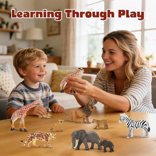 14PCS Realistic Safari Animal Toys with Wild Jungle Figurines for Toddlers