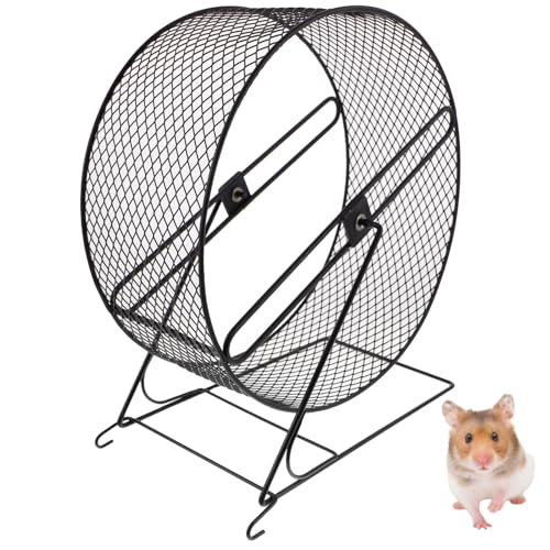 POPETPOP Hamster Exercise Wheel with Rack Silent Running Toy for Hamsters Hedgehogs Squirrels and Guinea Pigs Home Pet Exercise Wheel 11.02 X 10.23 X 5.90 in - size: 26X15X28.5CM