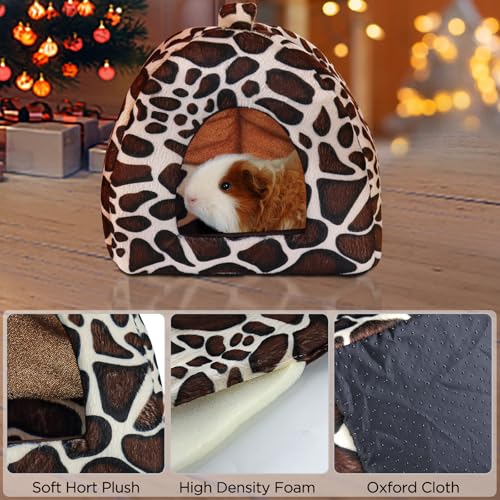 Mygeromon Guinea Pig Bed Rabbit Hideout Cuddle Cup (Leopard Print Style) | Washable, Winter, Small Animals Sleeping House, for Ferret, Chinchilla, Bunny - color: Leopard Print Style