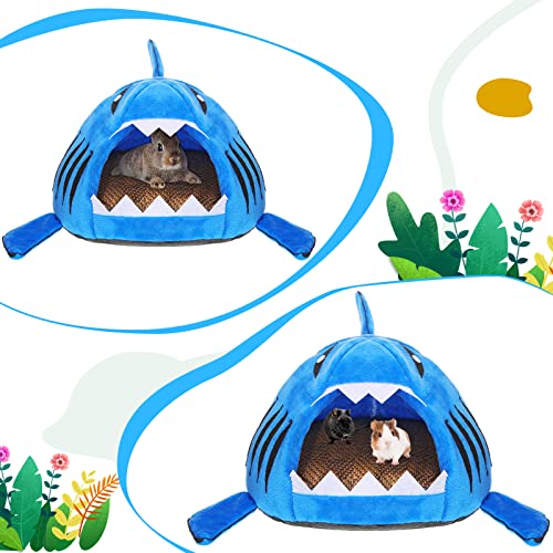 Jetec Shark Guinea Pig Bed Hideout Guinea Pig Animals Bed House Warm Small Hamster Nest Sleeping Mat Cushions Dutch Hamster Hedgehog Rat Chinchilla(Navy Blue) - color: Navy Blue