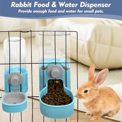 Fhiny Rabbit Water Bottle, 18oz Hanging Guinea Pig Water Bottle No Drip Gravity Bunny Water Dispenser for Cage Automatic Rabbit Waterer for Bunny Guinea Pig Chinchilla Ferret Cat Puppy - color: Blue