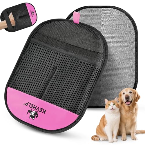Pet Hair Removal Glove for Dogs & Cats, Newly Upgraded Reusable Electrostatic Pet Hair Glove, Magic Brush Pet Hair Remover Tool for Clothing, Couch, Carpet, Car Seat（Pink） - color: Pink