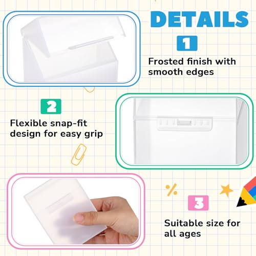 Clabby 4 Pcs Clear Plastic Crayon Boxes Hold 24 Count, Clear | Organizer Box, Case, Colorful, Portable Storage Holder with Snap Lid, for Boys Girls Kids School Classroom Home Art Supply - color: Clear