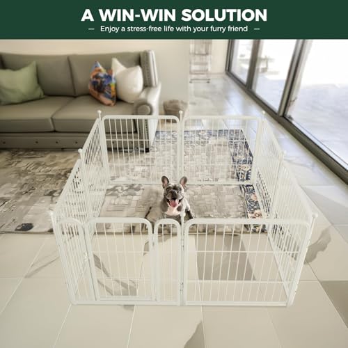 FXW Rollick Dog Playpen, Indoor, Yard & RV Camping, 24" H, 16 Panels | Easy setup, Heavy-duty, DIY layouts, Walk-through gate, for Puppies & Small Dogs, Patented - color: White, size: 24"H