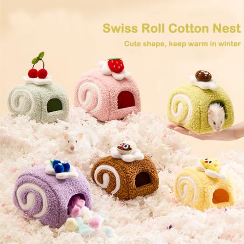 Generic Small Animal Bed, Swiss Roll Shape, Multicolor, Cotton & Velvet, Hamster, Mouse, Chinchilla, 4"D x 3"W x 3"H - color: Chocolate roll, size: Small