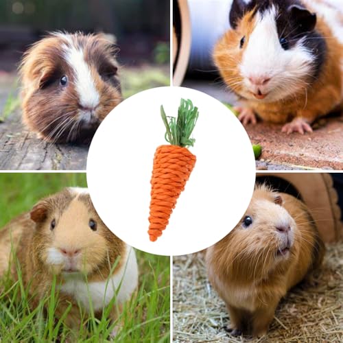 5 PCS Carrot Chew Toy, Rope Teething Pet Toy for Rabbits, Hamsters, Guinea Pigs, Puppies and Other Small Animals
