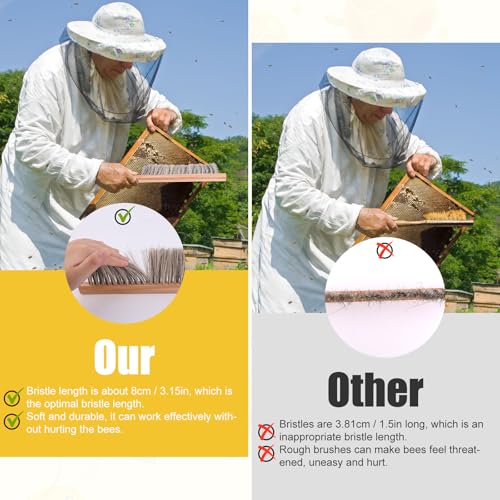 Beekeeping Brush for Beekeepers, Soft Bristles Cleaning Brush with Ergonomic Wooden Handle - Gentle Cleaning Tool for Durable Use, Bee Hive Supplies Beekeeping Equipment for Bee Keepers