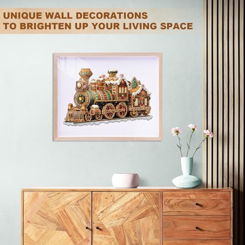 Christmas Mechanical Train Puzzles Adults Gifts Wooden 145 Pieces 11.4 * 7.4in - color: Christmas Mechanical Train, size: Medium