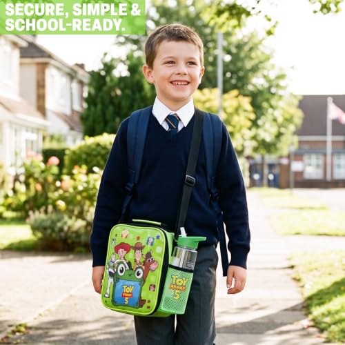 Get Trend Toy Story Boys Lunch Box 3Pc Set | Kids Insulated Lunch Bag with BPA-Free Water Bottle and Bento Box, Back to School Woody & Buzz Lightyear Gifts for Boys - color: Green/Multi Toy Story