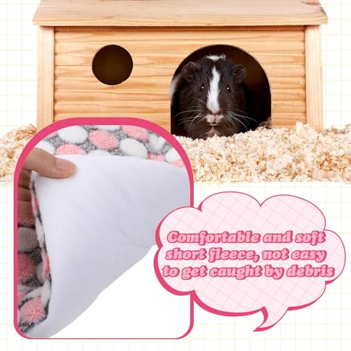 Tudomro 10 Pcs Guinea Pig Bed Mat with Cleaning Dustpan Brush 15" x 11" Animal Bedding Fleece Bunny Sleeping Pad for Small Dogs Cats Rats Hedgehogs Ferrets Hamster Indoor(Heart Bear) - style: Heart Bear