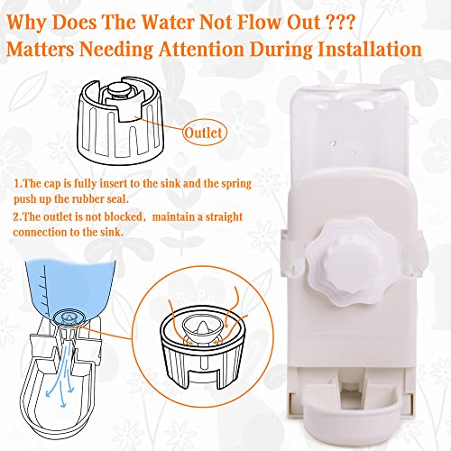 Rabbit Water Bottle Suspension Water Dispenser for Mini Pet Bunny Guinea Pig Chinchilla, 500ml Automatic Water Bottle by Gravity Flow Supply, Prevent Overflow, BPA Free (White)