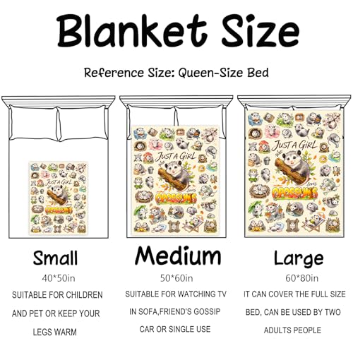 Opossum Blanket Gifts Cozy Flannel Opossums Throw Blanket Funny Opossum Lovers Birthday Stuff Merch Gifts for Women Girls 50"x40" - color: Beige Opossum