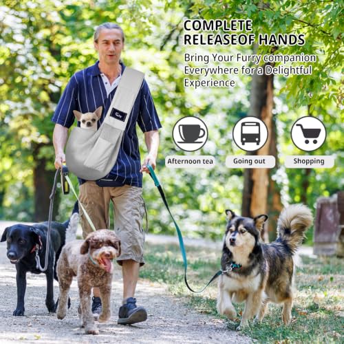 Dog and Cat Sling Carrier - Hands Free Reversible Pet Papoose Bag - Soft Pouch and Tote Design - Suitable for Puppy, Small Dogs Cats Outdoor - color: Msh Grey
