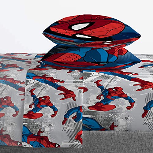 Marvel Spiderman Full Size Comforter Set 5 Piece Kids Bedding, Multi | Bed in a Bag, Comforter Sheets Pillowcases, Official Product, Soft Microfiber, Machine Washable, Easy Care, Boys Gift - color: Multi - Spiderman, size: Full