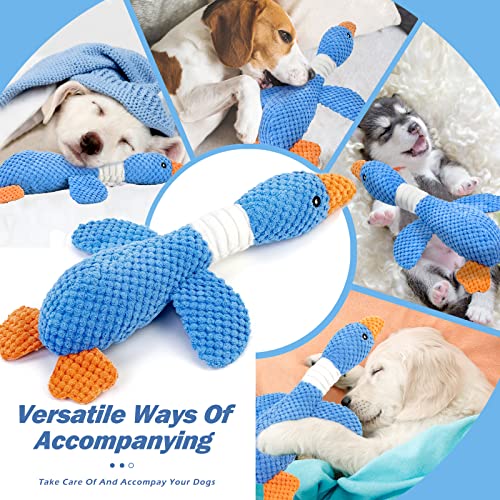 Vitscan Upgraded Goose Indestructible Dog Toys for Aggressive Chewers | Dog Chew Toys for Aggressive Chewers Small Medium Large Breed, Crinkle Squeaky Plush Puppy Chew Toys for Teething, Duck Toys - color: Blue goose - pineapple plush