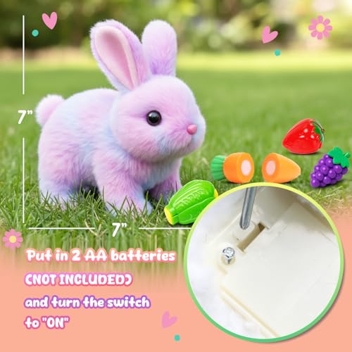 Easfan Walking Bunny Interactive Plush Toy with Carrot for Kids 7" | Rainbow Rabbit, electronic pet, with sounds & hopping ears, Easter birthday gift for girls - style: Bunny_Rainbow_Carrot