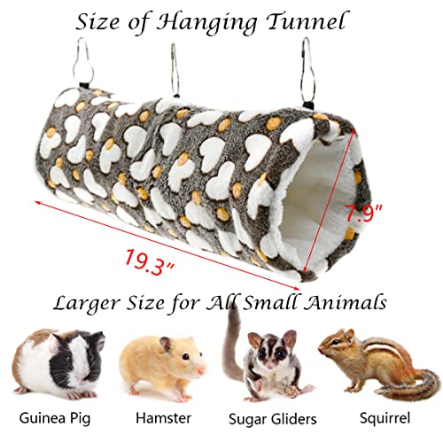 3Pcs Sugar Glider Hamster Hammock Hanging Tunnel and Warm Bed Soft Mat Set for Small Animals Hanging Hammock Cage Accessories Hideout Swing for Squirrel Ferret Rat Chincilla Guinea Pig