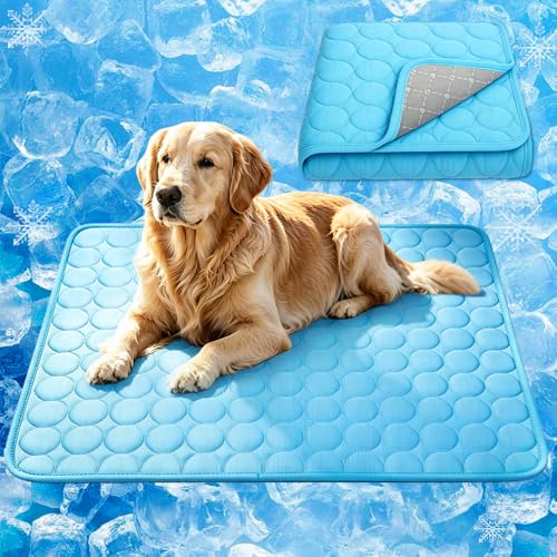 2026 Arc-Chill Upgraded Dog Cooling Mat Q-Max>0.4 Pet Cooling Pad | Non-slip Dog Bed Mats Washable Cooling Mat for Dogs Cats Instant Cool Relief for Indoor Floor Sofa, Outdoor Garden& Car Seats - color: Blue, size: 20x16 in
