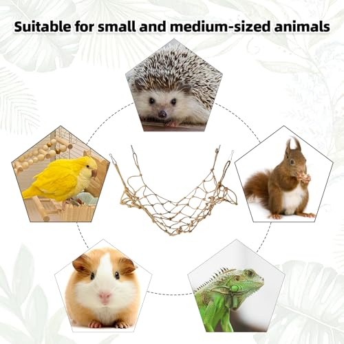 Parrot Climbing Rope Net – Multi-Size Colorful Bird Hammock, Ladder & Chew Toy with 4 Hooks for Cage, Cockatiel, Budgie, Parakeet, Rat & Small Pets - size: Small