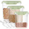 Patelai 6 Pcs Dog and Cat Food Storage Containers with Scoops Set Plastic Pet Food Storage Containers Stackable Airtight Dry for Kitchen 1.27, 2.4, 4 Qt (Green) - color: Green