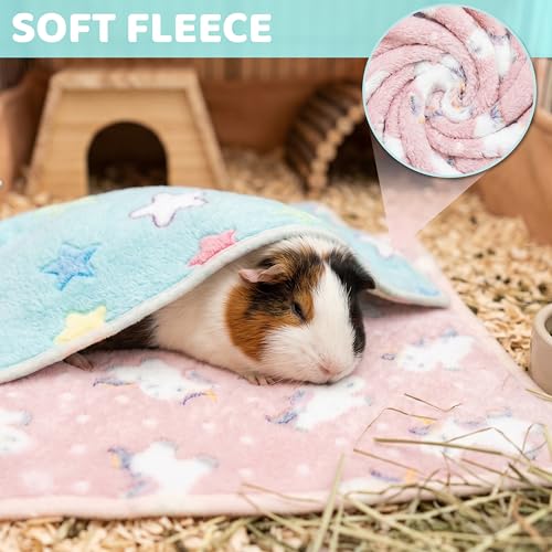 Guinea Pig Blankets 6 Pack, Soft Fleece Small Animal Cage Liners | Washable Pet Bedding Mat & Cozy Cuddle Pads for Rabbit, Hamster, Chinchilla, Hedgehog, Guinea Pig (13.7x13.7in) - color: Multi-colored, size: 13.7"*13.7"