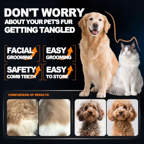 Professional Pet Stainless Steel Comb for Dogs&Cats 6.1in/15.5cm | Long&Short Fine Tooth,Dematting Com for Dogs&Cats,Flea Comb,Pet Grooming Tool,Remove Loose Hair Knots Tangles Dirt Fleas