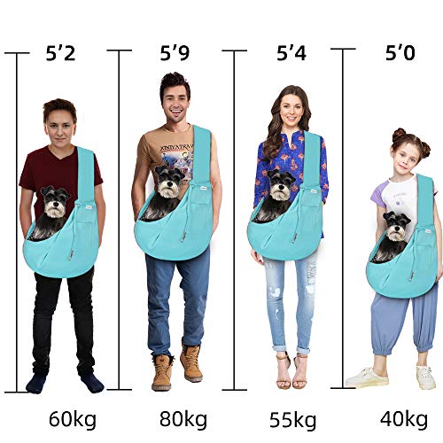 FDJASGY Small Pet Sling Carrier-Hands Free Reversible Pet Papoose Bag Tote Bag with a Pocket Safety Belt Dog Cat for Outdoor Travel Paleturquoise - color: Paleturquoise
