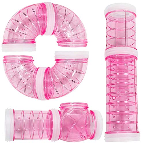 8 Pack Transparent Curved Pipe Pet Cage Tunnel Set - DIY Creative Connection Tunnel External Sports Tube for Mouse, Hamster, Rat and Other Small Animals - color: Pink