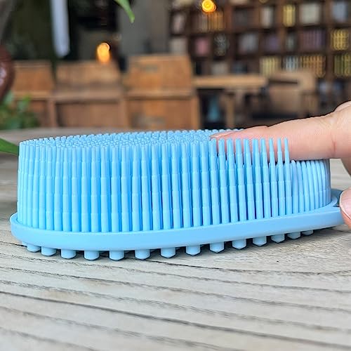 Premium Sensory Brushes for Kids or Autism,Soft Silicone Body Scrubber,2 in 1 Sensory Room Occupational Therapy,Silicone Loofah,Pets Shower Brush Bath Brush Shampoo Brush (3pcs(hangable-Oval)) - color: 3pcs(hangable-oval)