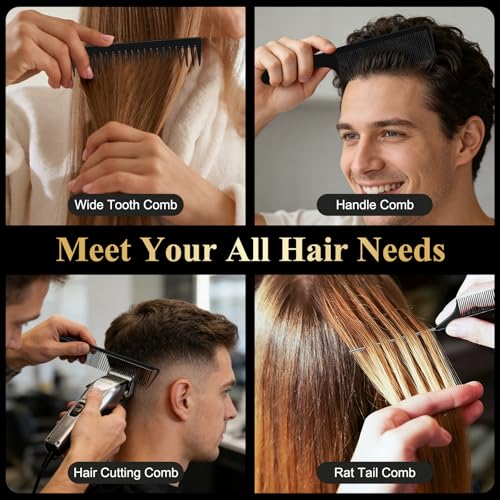 16 PCS Professional Barber Comb & Brush Set | 10oz (300ml) Continuous Spray Bottle, Carbon Fiber Rat Tail Comb, Neck Duster, For Men, Women, Salon & Home