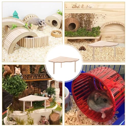 Wooden Hamster Platform, 8.7×8.7'' Large Hamster Play Wooden Platform Wood Stand 4.7'' Height Hamsters Cage Platforms Small Animal Wood Stand Cage Accessory for Hamsters Squirrel Small Pets