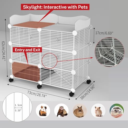 STILLCOVE 3-Tier Guinea Pig Cages Indoor, with Top & Removable Tray | with Platforms and Ramps, Universal Wheels, C&C Small Animal Playpen for Rabbit, Bunny, Hamster, Pet Rat, Chinchilla - size: M - 29.53" x 15.75" x 25.59"