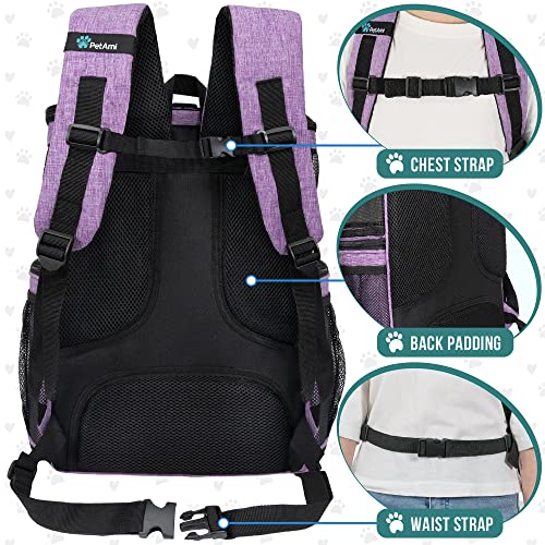 PetAmi Dog Backpack Carrier, Airline Approved 4-Way Entry Cat Backpack Carrier, Ventilated Mesh, Collapsible Pet Carrier for Small Puppy, Kitten, Hiking, Travel Car, Vet, up to 18 lbs, Purple - color: Purple