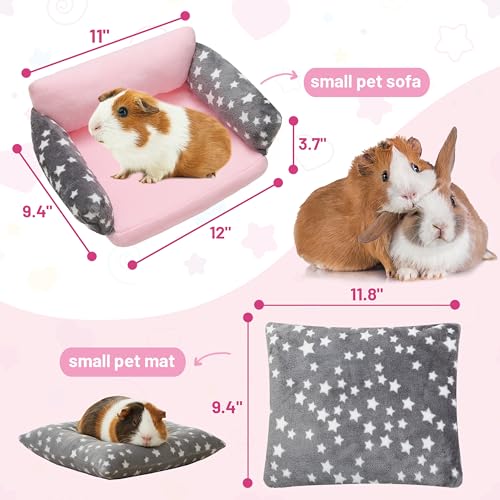 Guinea Pig Sofa Bed, Washable Soft Fleece Small Animal Sleeping Bed | Cute Star Pet Cage Bedding Accessories for Guinea Pig, Rabbit, Bunny, Chinchilla, Hedgehog