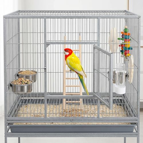 2 Pack Bird Ladder, Wooden Bird Cage Ladder Birds Cage Accessories for Parakeets, Parrots, Cockatoo & Lovebirds (6 Step & 8 Step)