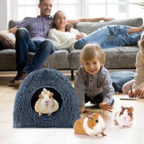 YUEPET Rabbit Bed, Bunny Hideout, Guinea Pig Bed, Ferret Bed, Dark Grey | Semi-Closed Cave, Thick Plush Fabric, Removable Washable Pad, Indoor Use for Small Animals - color: Dark Grey