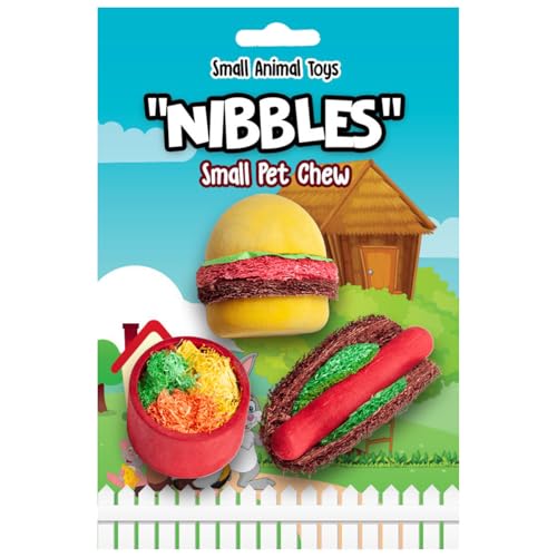A&E Cage Co Summer Cookout Chew Toys for Hamsters & Small Pets, NB053 | Natural Wood & Loofah, Pet-Safe Dyes, Supports Dental Health, Boredom Breaker Set for Gerbils, Mice & Rats