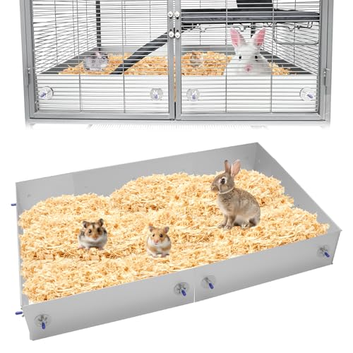 Anti-Rust Aluminum Scatter Guards for Ferret & Critter Nation Cages | Urine & Poop Guard Panel, Adjustable Fence to Keep Floor Clean for Ferrets, Chinchillas, Rats (Silver, Single Layer Set)