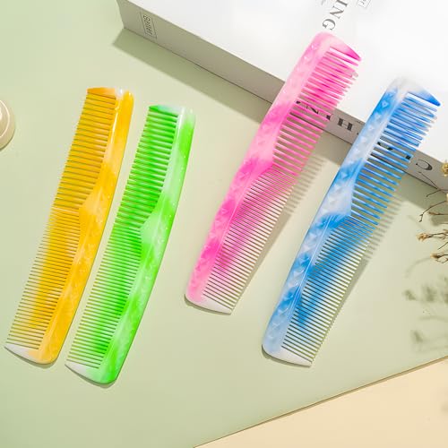 Hair Comb Set - Green, Wide-Tooth, Fine-Tooth, Rat Tail, and Dual Comb for Men and Women - color: green